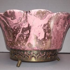 1957 Lane & Co Atomic Pink Bowl and Stand Vintage
